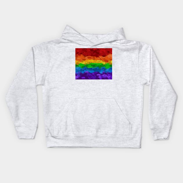 Abstract Paint Splatter LGBTQ Pride Rainbow Flag Background Kids Hoodie by LiveLoudGraphics